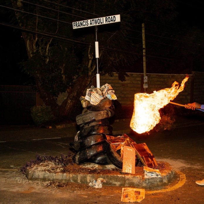 Francis Atwoli's road signpost burnt down