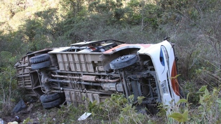 At least 27 dead from bus fall into ravine