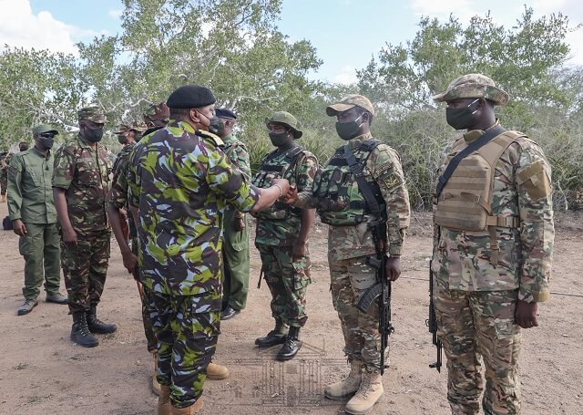 President Kenyatta Visits Multi-agency Security Team In Boni Forest