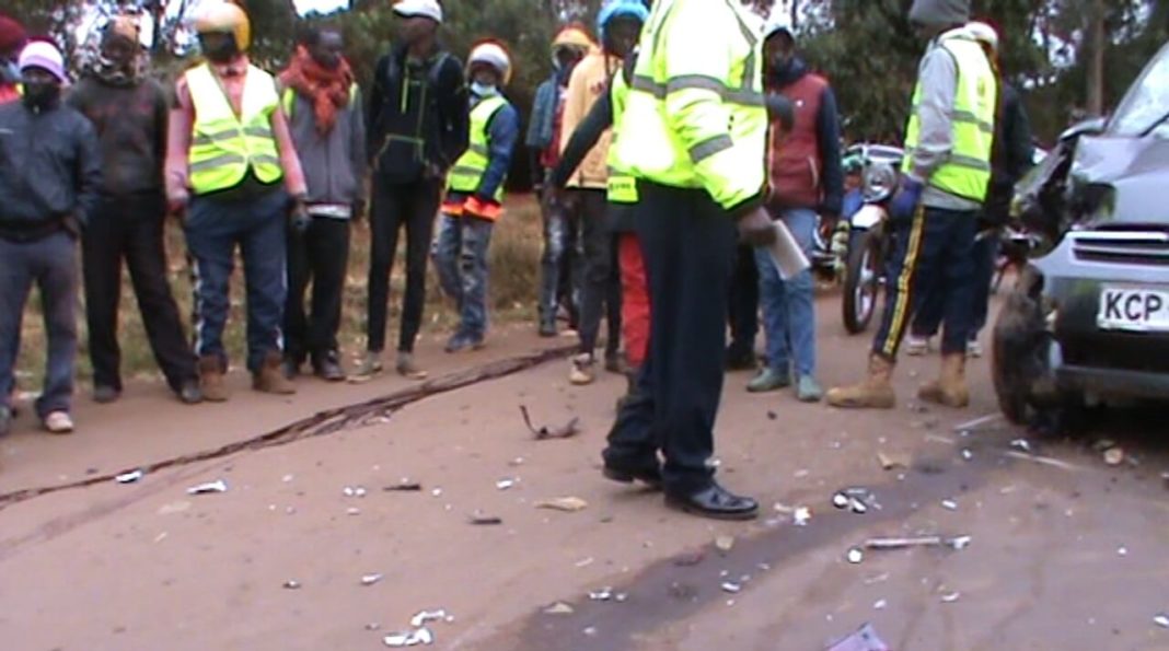 One person was injured in a car versus motorcycle accident