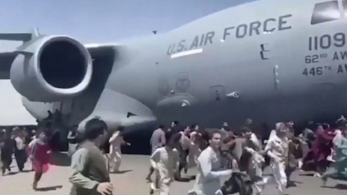 Human limbs were found on the wheel of an American aircraft that departed from Kabul