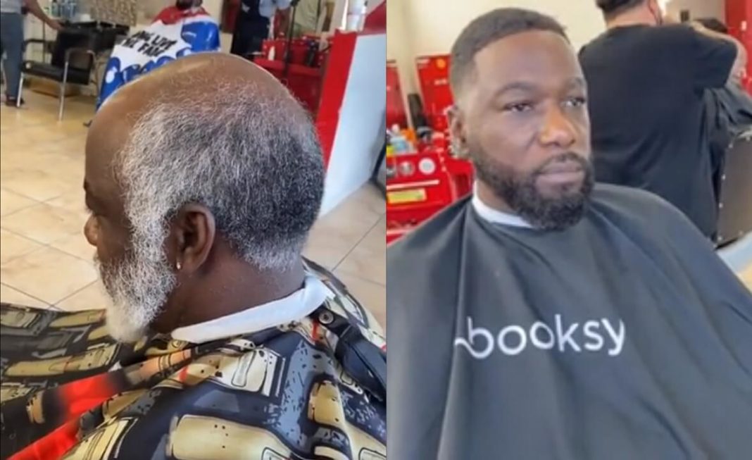 Immediately after the haircut and dyeing, the man literally transforms and ends up resembling a young man who is not even 30 years old.