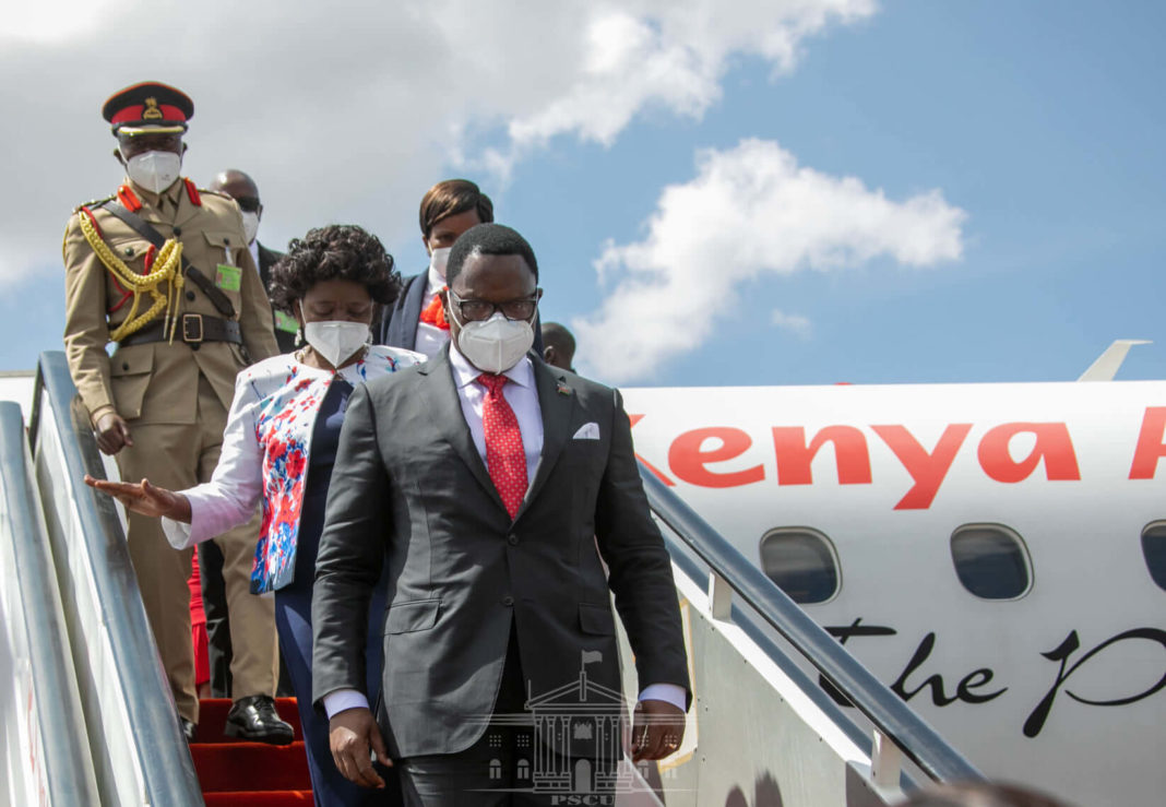 Malawi President Chakwera arrives in Kenya to grace Mashujaa day celebrations