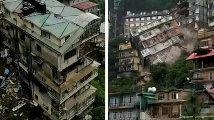 Eight-storey building collapses due to landslide