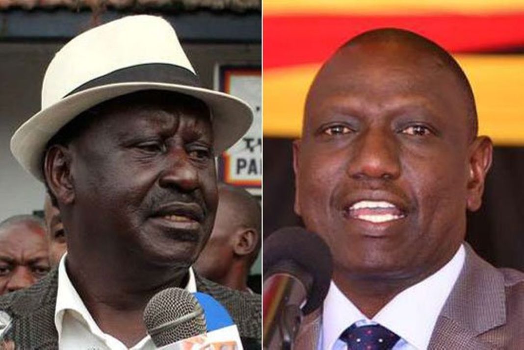 Nasa leader Raila Odinga (left) and Deputy President William Ruto. [Photo/www.nation.co.ke]