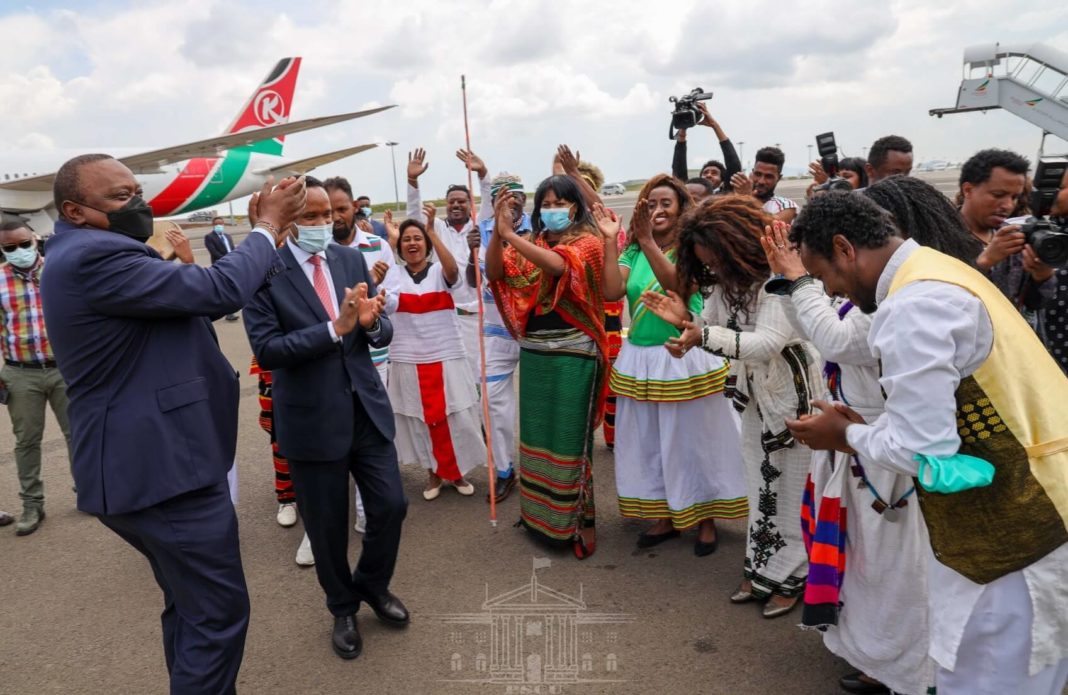 President Uhuru arrives in Addis Ababa for the inauguration of Prime Minister Dr. Ali