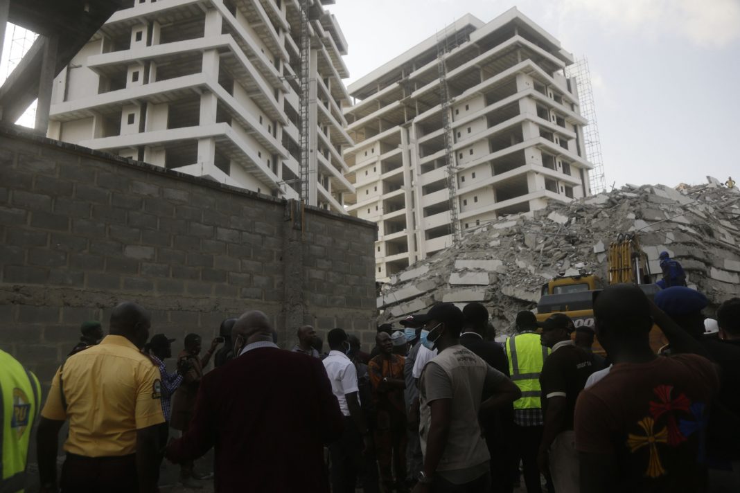 Building collapses with 100 missing and at least six dead